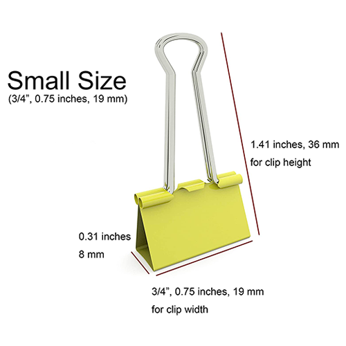 Yellow Binder clips 19mm