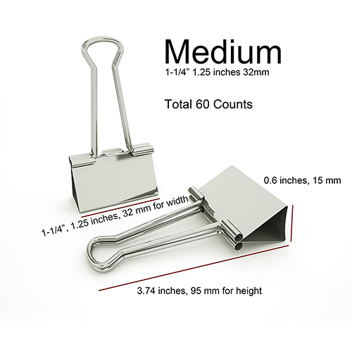 Silver Binder Clips 32mm