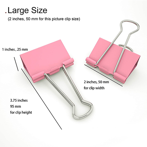 Pink Binder clips 50mm